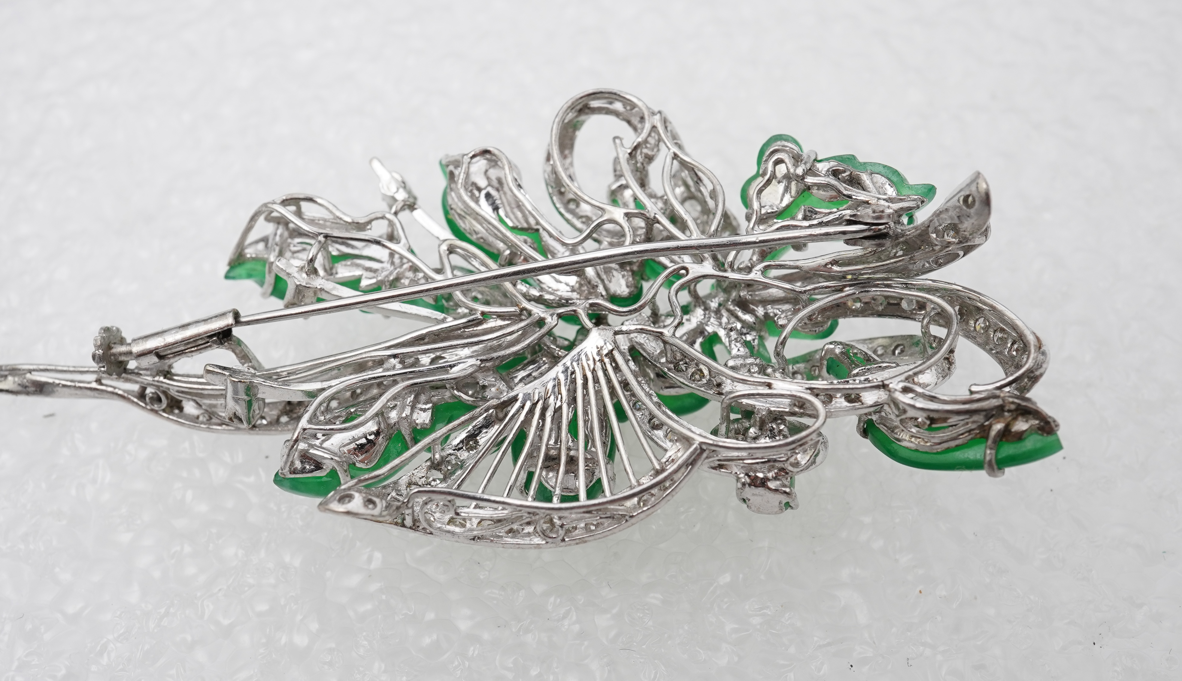 A fine jadeite and diamond brooch, 1960s